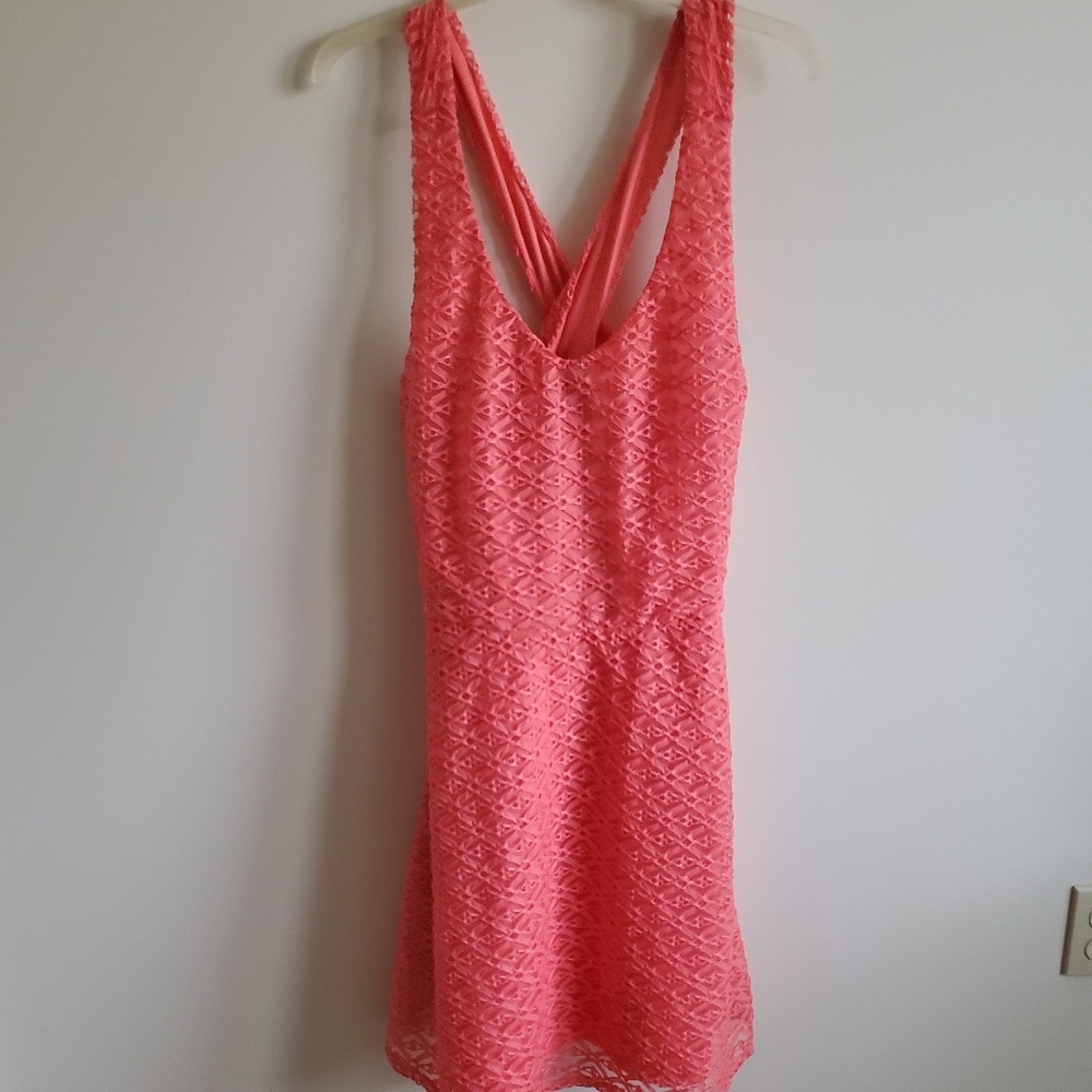 Sociality coral lace detail dress
